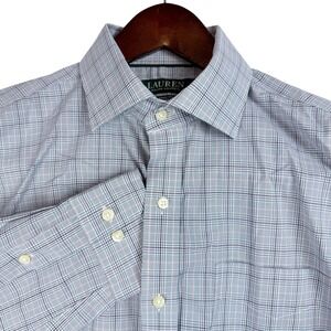 Lauren Ralph Lauren Mens Classic Fit Stretch Non Iron Plaid Dress Shirt 16 32/33